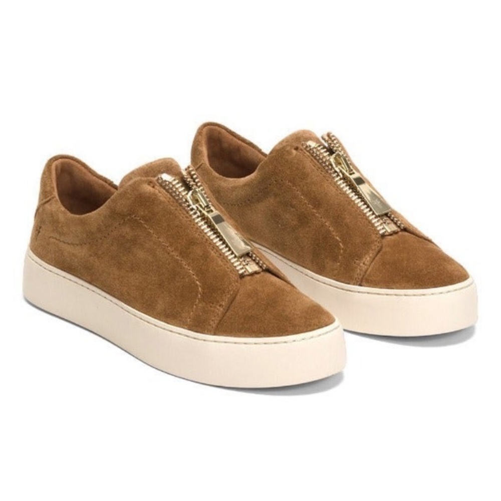Frye Lena zip low sneaker in brown suede for UNEVEN sized feet L9-R8